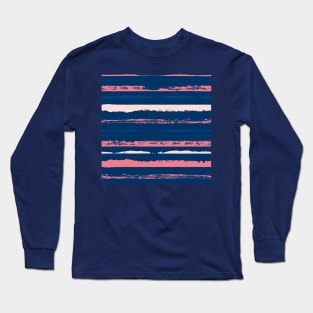 Pink and Blue Summer Stripes Long Sleeve T-Shirt